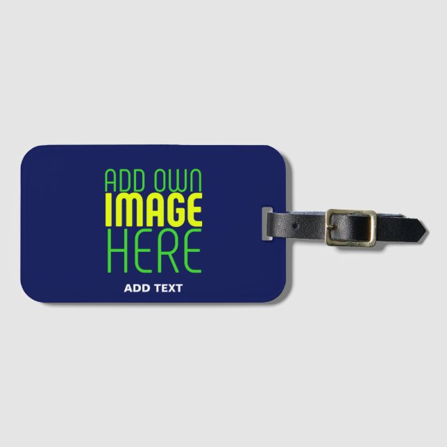 TEMPLAT FÖR MODERN EDITABLE CUTE NAVY BLUE BILD BAGAGEBRICKA (Framsida horisontal)
