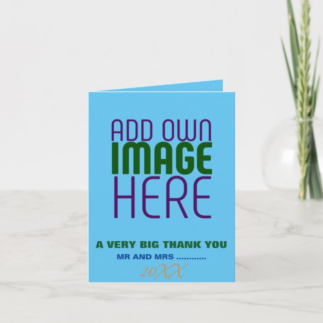 TEMPLAT MED MODERN EDITABLE SWAG HIMLAR BLUE BILD TACK KORT (Framsida)