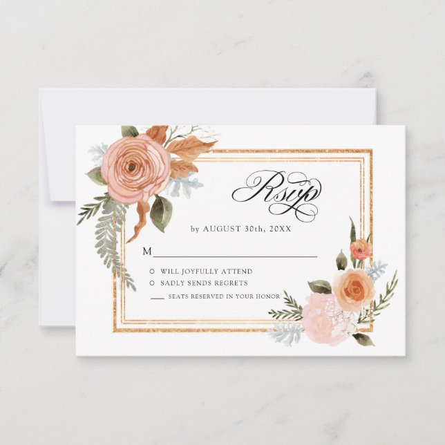TEMPLATE Elegant Blomsterlig Burgunder Rosa Blommo Inbjudningar (Framsida)
