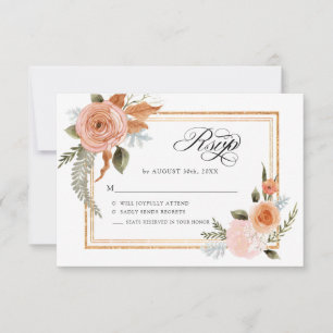 TEMPLATE Elegant Blomsterlig Burgunder Rosa Blommo Inbjudningar
