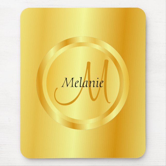 Template Elegant Guld Titta modern monogrammad Musmatta (Framsidan)