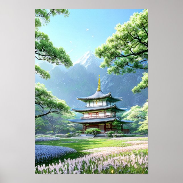 Temple amidst Nature Splendor Poster (Framsidan)