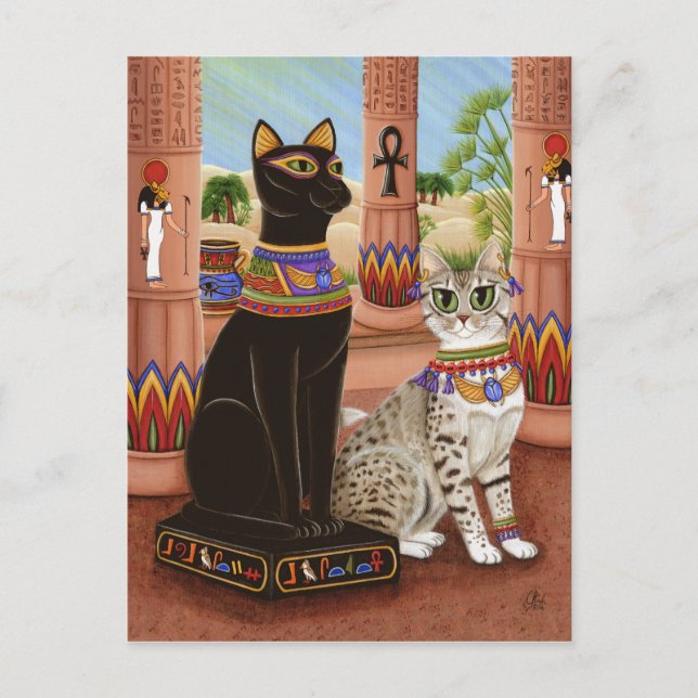 Temple Egypten Bast Goddes Cat Postcard Vykort (Framsida)