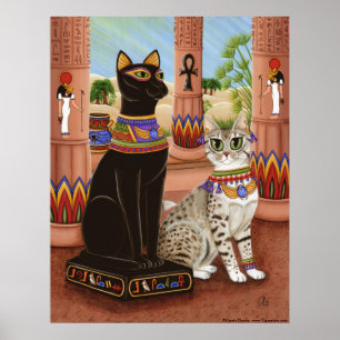 Temple Egypten Bast Goddes Cat Poster