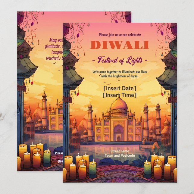 Temple Glow Diwali-inbjudan Inbjudningar (Fram/baksida)