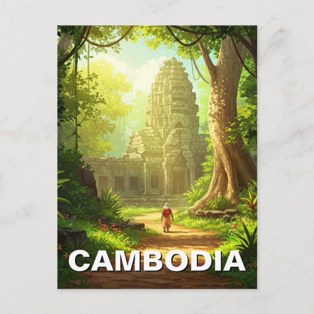 Temple in Angkor Wat Kambodja Vykort (Framsida)