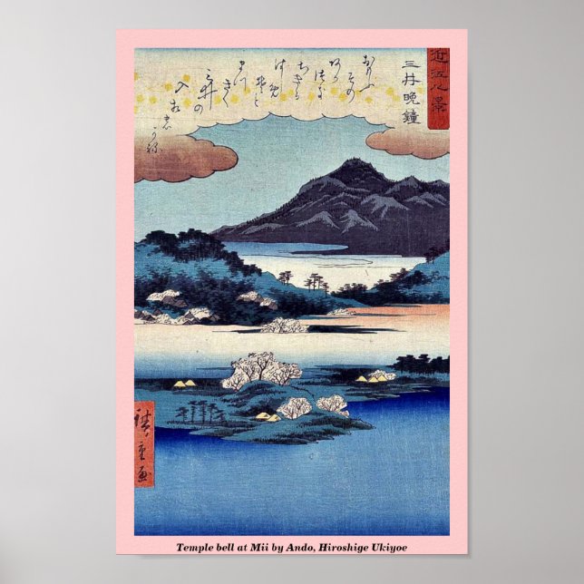 Temple-klocka i Mii av Ando, Hiroshige Ukiyoe Poster (Framsidan)