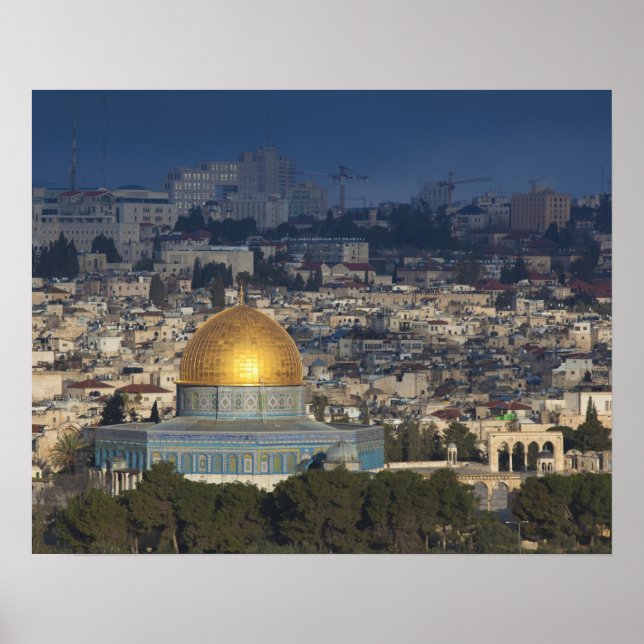 Temple Mount and Dome of the Sten, gryning Poster (Framsidan)