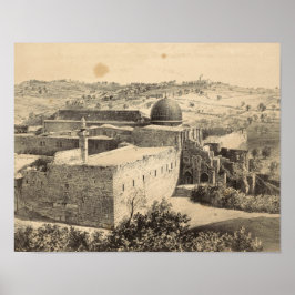 Temple Mount och Mountain Olife i Jerusalem Poster