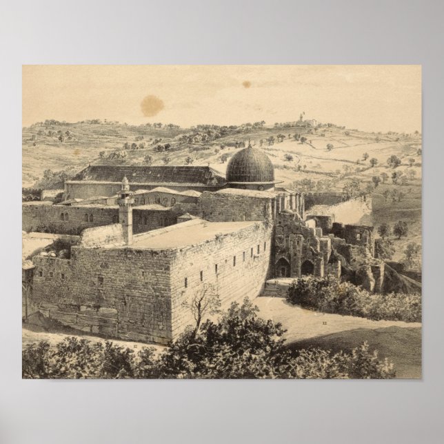 Temple Mount och Mountain Olife i Jerusalem Poster (Framsidan)