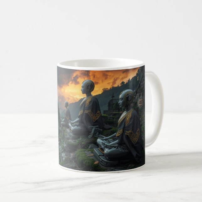Temple of the Last AI Monks: Sci Fi Cyberpunk Mug Kaffemugg (Framsida höger)