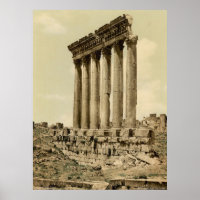 Temple of the Sol, side view, Baalbek, Heliga Land