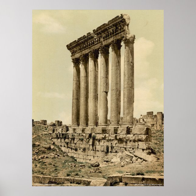 Temple of the Sol, side view, Baalbek, Heliga Land Poster (Framsidan)