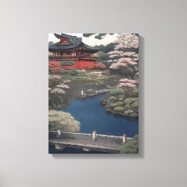 Temple on the river - Japan Canvastryck