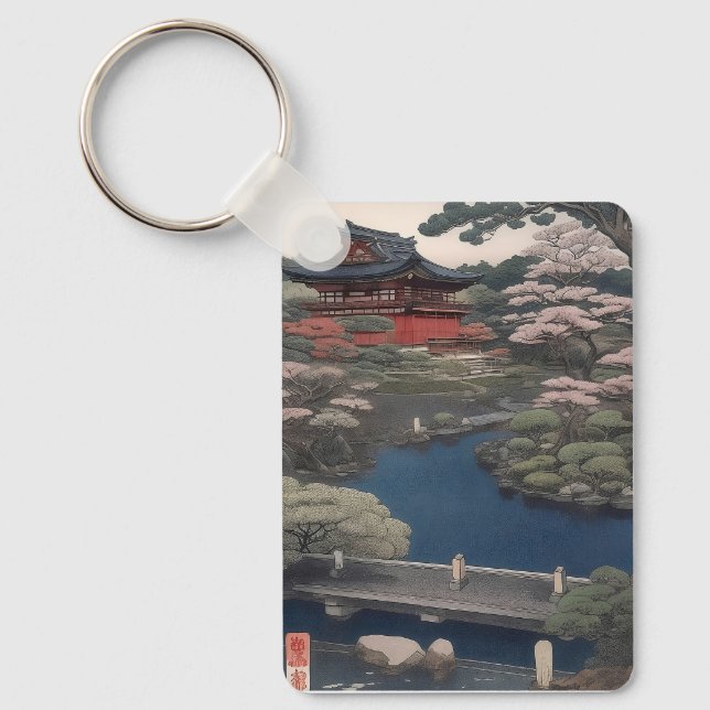 Temple on the river - Japan Nyckelring (Framsida)