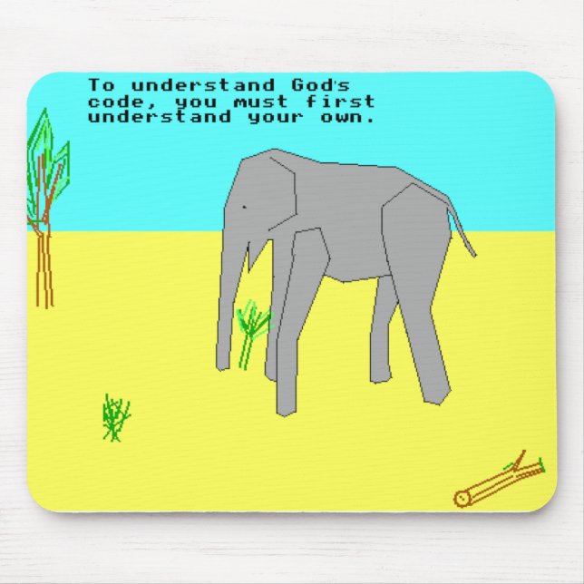 Temple OS Terry Davis Elephant Mouse Pad Musmatta (Framsidan)