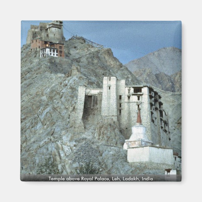 Temple ovanför Royal Palace, Leh, Ladakh, Indien Magnet (Framsidan)