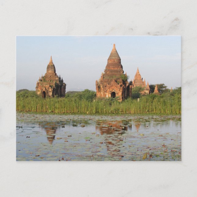 Temple Reflection, Bagan, Myanmar Postcard Vykort (Framsida)