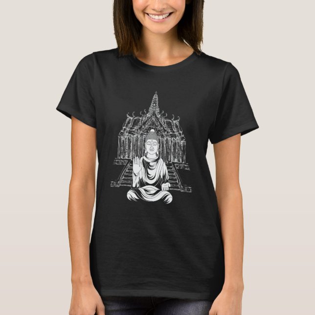 Temple Spiritual Buddhism Meditation Zen Buddhist  T Shirt (Framsida)