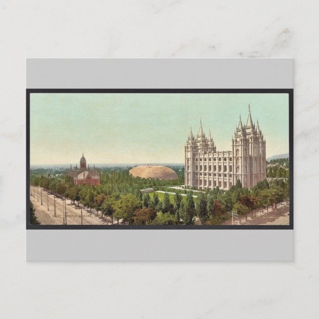 Temple Square, Salt Sjö City Classic Photochrom Vykort (Framsida)
