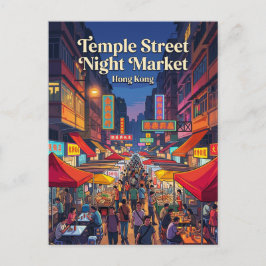Temple Street Night Market Hong Kong Vykort