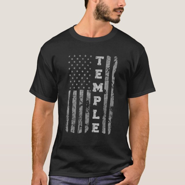 Temple Texas American Flagga T Shirt (Framsida)