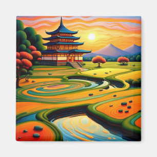 Temple vid Sunset 2 Magnet