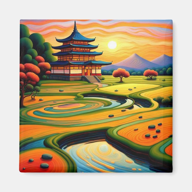 Temple vid Sunset 2 Magnet (Framsidan)
