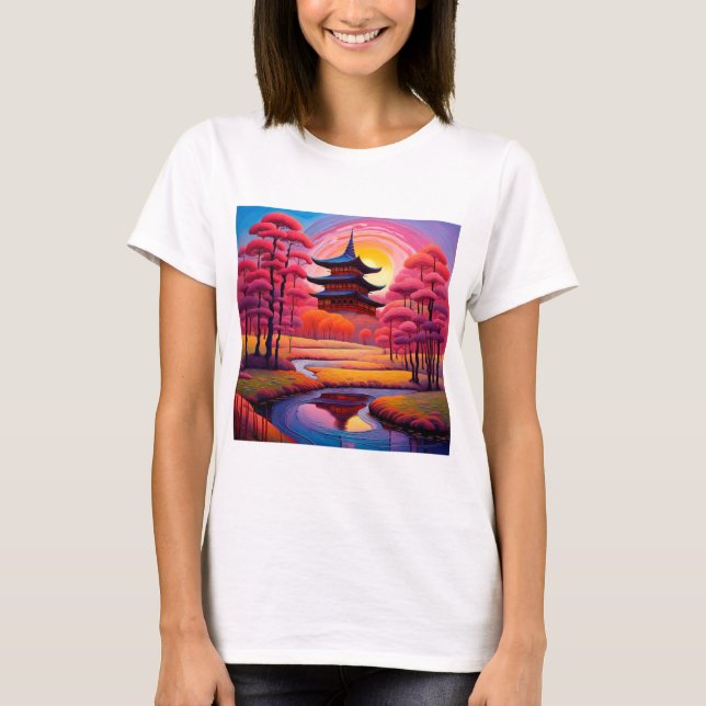 Temple vid Sunset 3 T Shirt (Framsida)