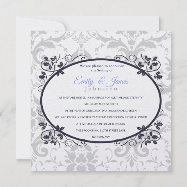 Temple Wedding Reception Inbjudan Silver Coronatio (Framsida)