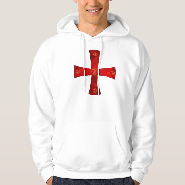 Templer-Kreuz Edelsteine + Schwerte hinten Hoodie (Framsida)