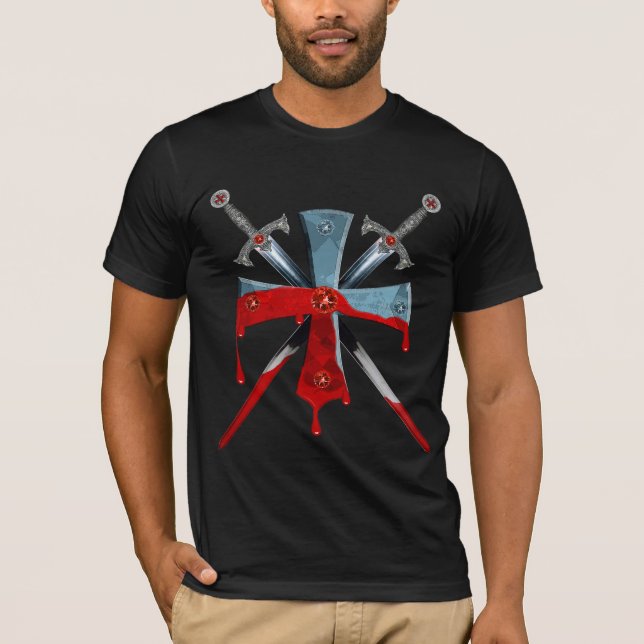 Templer Kreuz + Schwerte / Knights Cross T-shirt (Framsida)
