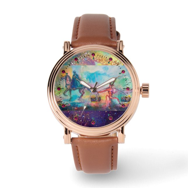 TEMPNING,MÖRK KNIK,DJÄVULEN TREAUSURE Watercolor Armbandsur (Framsida)