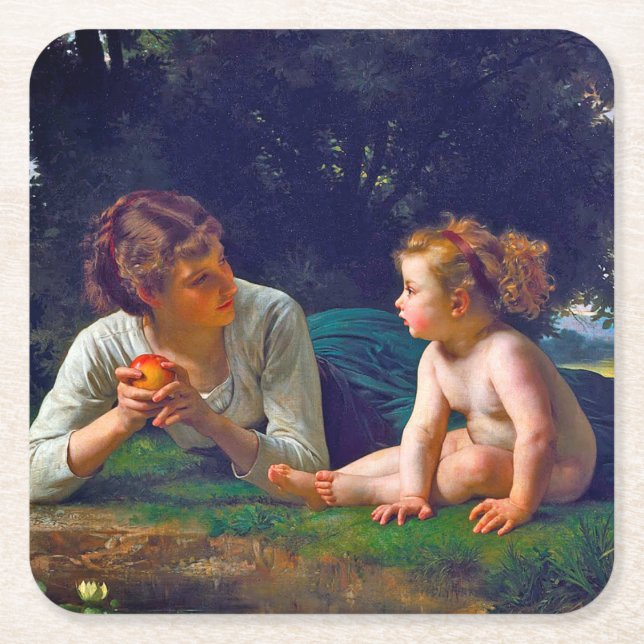 Temptation, Bouguereau Underlägg Papper Kvadrat (Framsidan)