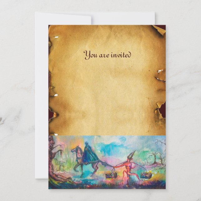 TEMPTATION Mörk Knight,Djävulen Treasure Parchment Inbjudningar (Framsida)