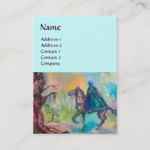 TEMPTATION MÖRK KNIGHT MONOGRAM Teal Blue Visitkort