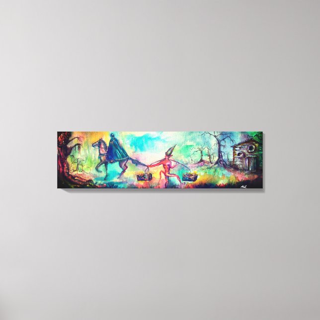 TEMPTATION Mörk Knight och Djävulen Treasure ,Blue Canvastryck (Framsida)