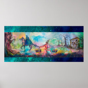 TEMPTATION Mörk Knight och Djävulen Treasure ,Blue Poster