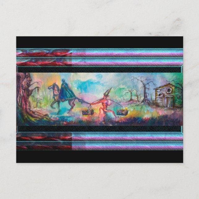 TEMPTATION Mörk Knight och Djävulen Treasure ,Blue Vykort (Framsida)