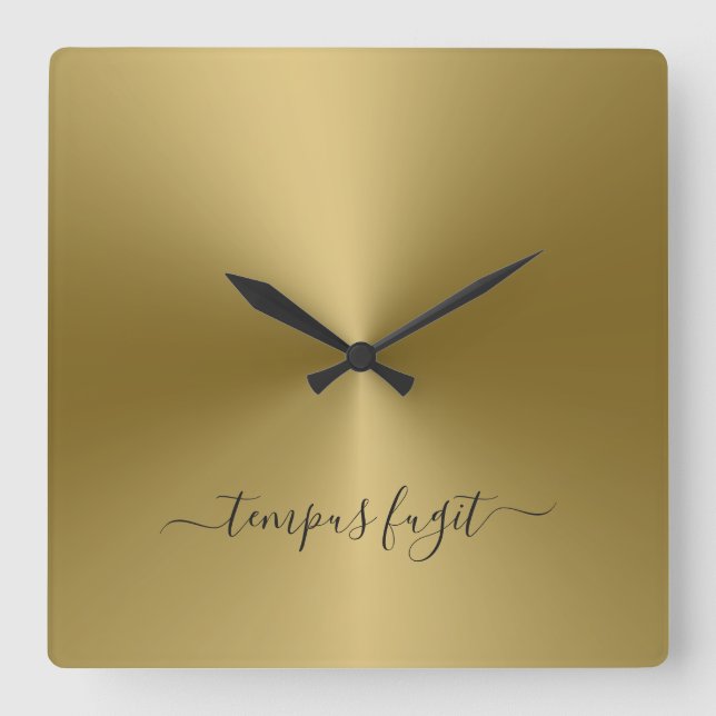Tempus Fugit Antique Guld Metallic Stil Acrylic Fyrkantig Klocka (Framsida)