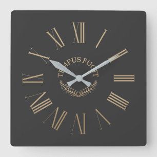 Tempus Fugit Black Acrylic Wall Clock Fyrkantig Klocka
