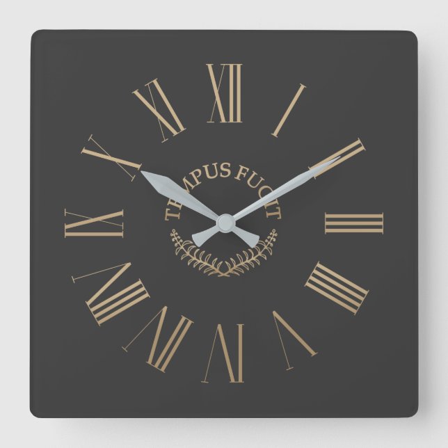 Tempus Fugit Black Acrylic Wall Clock Fyrkantig Klocka (Framsida)