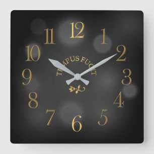 Tempus Fugit Black Bokeh Acrylic Wall Clock Fyrkantig Klocka