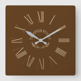 Tempus Fugit Brown Acrylic Wall Clock Fyrkantig Klocka