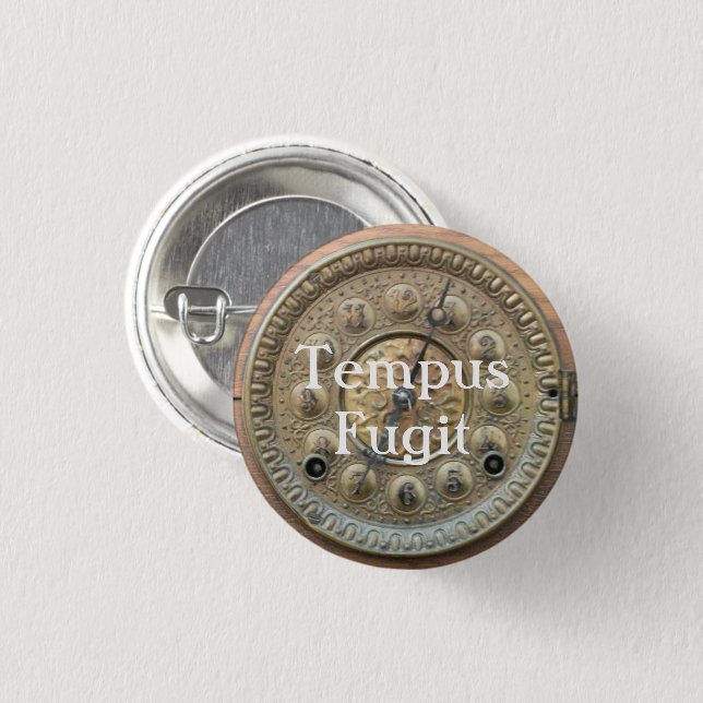 Tempus Fugit Clockface-knapp Knapp (Framsida & baksida)