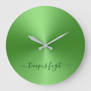 Tempus Fugit Ljust grönt Metallic Stil Acrylic Stor Klocka