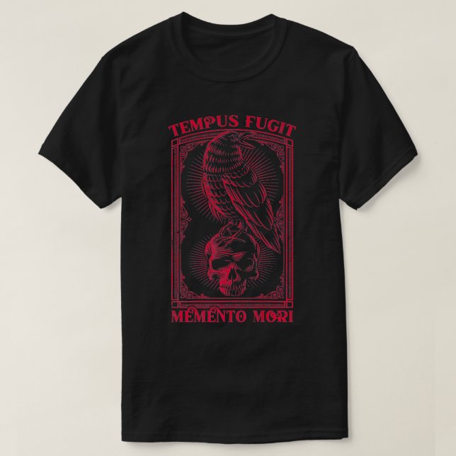 Tempus Fugit Memento Mori Latin Phrase Premium T Shirt (Design framsida)