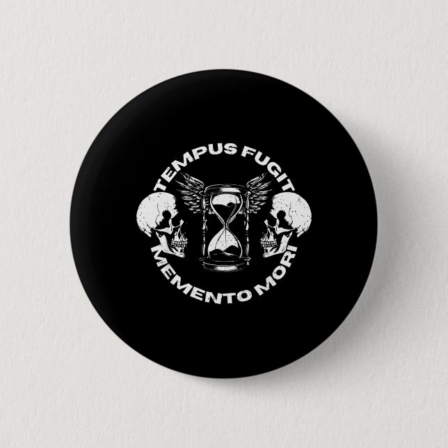 Tempus Fugit Memento Mori Skull Gothic Design Knapp (Framsida)