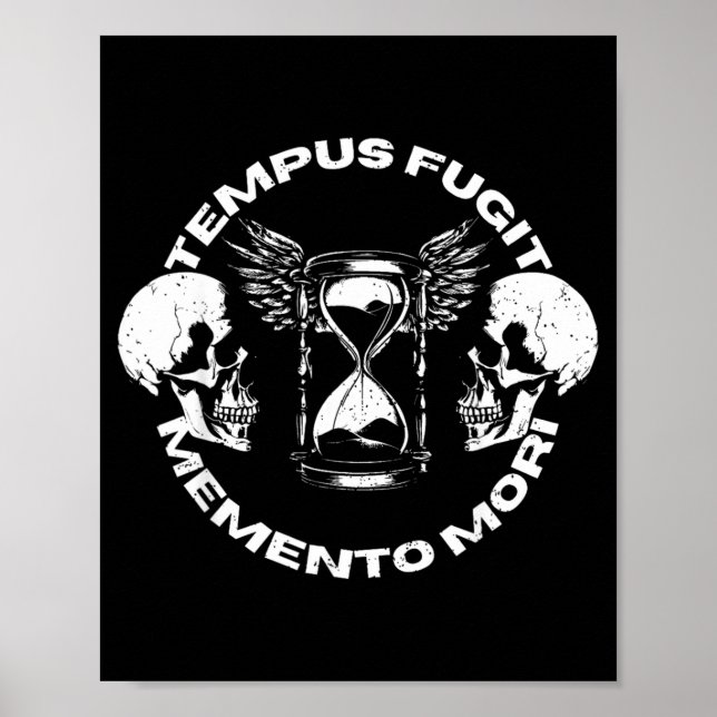 Tempus Fugit Memento Mori Skull Gothic Design Poster (Framsidan)
