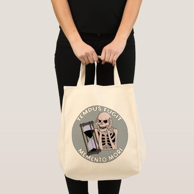 Tempus Fugit Skelett Memento Mori Timglas Tygkasse (Framsida (produkt))